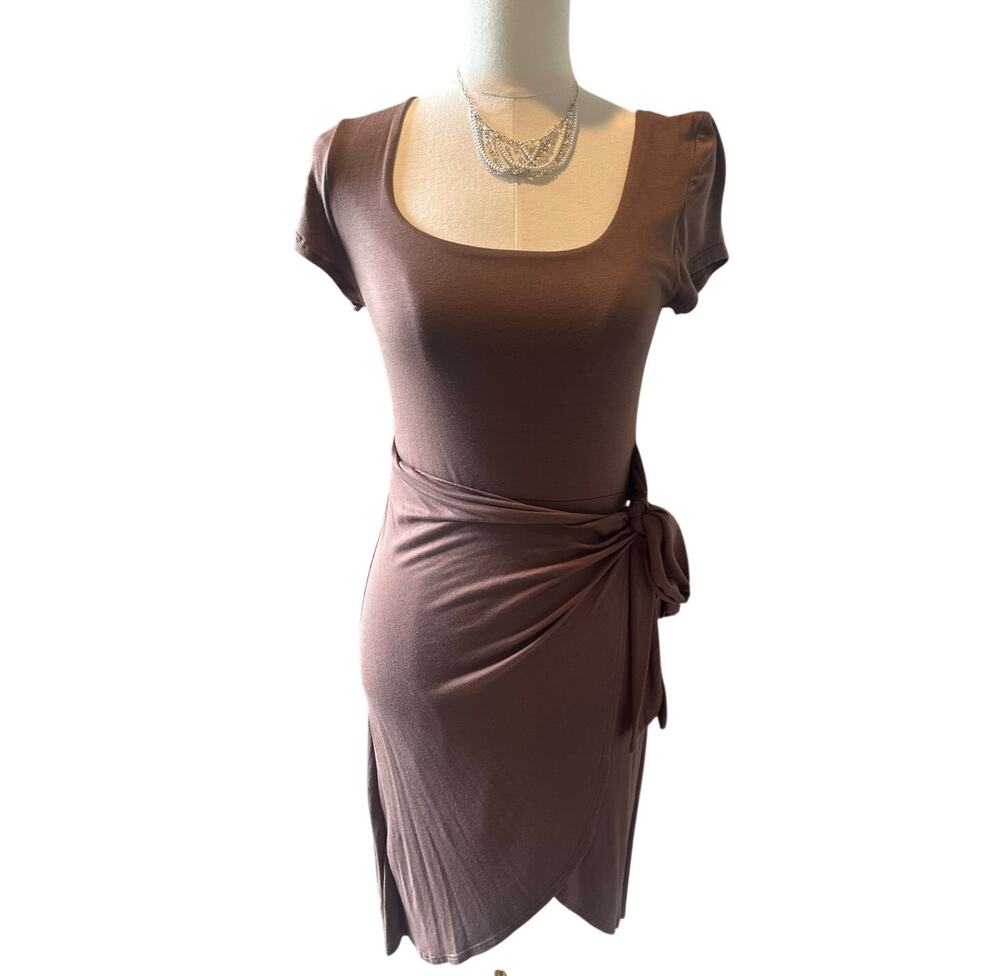 Final Touch Faux‑Wrap Square‑Neck Dress – Women’s Small